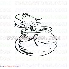 Aquarium Fish Outline Silhouette Dr Seuss The Cat in the Hat svg dxf eps pdf png