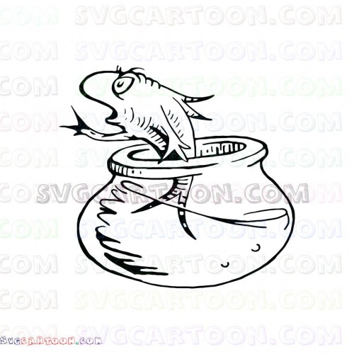 Download Aquarium Fish Outline Silhouette Dr Seuss The Cat In The Hat Svg Dxf Eps Pdf Png