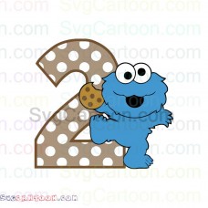Baby Cookie Monster Number Two 2 Sesame Street svg dxf eps pdf png