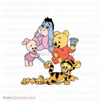 Baby Pooh and Tigger and Piglet and Eeyore playing Winnie The Pooh svg dxf eps pdf png