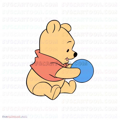 Download Baby Pooh Playing With A Ball Winnie The Pooh Svg Dxf Eps Pdf Png