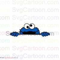 Cookie Monster Peeking Face 2 Sesame Street svg dxf eps pdf png