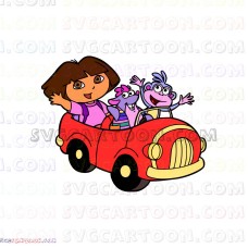 Dora and Tico the Squirrel and Boots in the car svg dxf eps pdf png