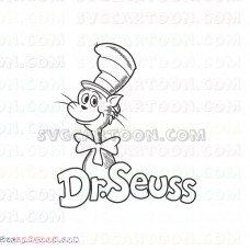 Dr Seuss Outline Silhouette The Cat in the Hat svg dxf eps pdf png
