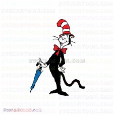 Dr Seuss The Cat in the Hat and Umbrella svg dxf eps pdf png