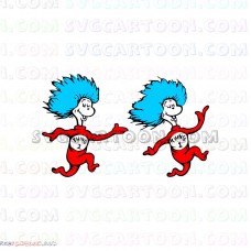 Dr Seuss Thing one and two Running Dr Seuss The Cat in the Hat svg dxf eps pdf png
