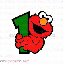 Elmo Face and holds in his hands number 1 Sesame Street svg dxf eps pdf png