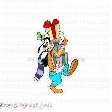 Goofy Christmas with holding presents svg dxf eps pdf png