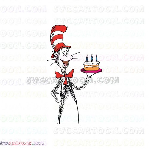 Happy Birthday Cake Dr Seuss The Cat in the Hat svg dxf eps pdf png