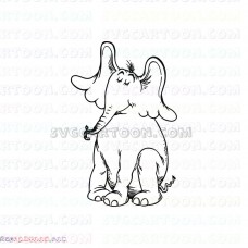 Horton Elephant Outline Silhouette Dr Seuss The Cat in the Hat svg dxf eps pdf png