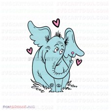 Horton with Flower with Loves Dr Seuss The Cat in the Hat svg dxf eps pdf png