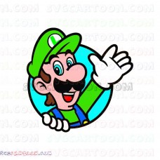Luigi waving his hand Through a Circle Super Mario Bros svg dxf eps pdf png