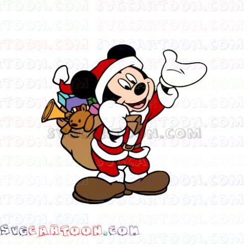 Download Mickey Mouse Santa Christmas say Hi with Gifts svg dxf eps ...