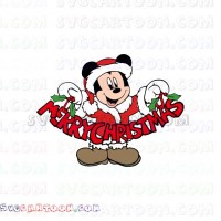 Mickey Mouse Santa with Word Christmas svg dxf eps pdf png