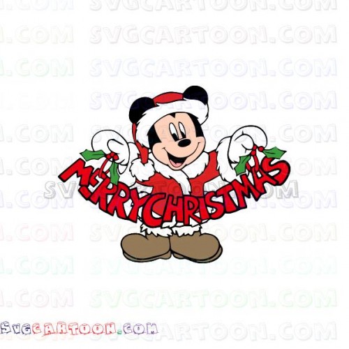 Download Mickey Mouse Santa with Word Christmas svg dxf eps pdf png