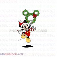 Mickey Mouse Wreath and Candy Cane and happy christmas svg dxf eps pdf png