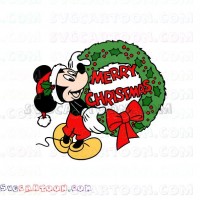 Mickey Mouse christmas Holding Wreath svg dxf eps pdf png