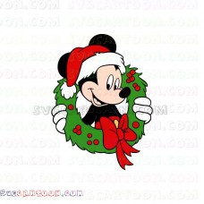 Mickey Mouse christmas Wreath Around Neck svg dxf eps pdf png
