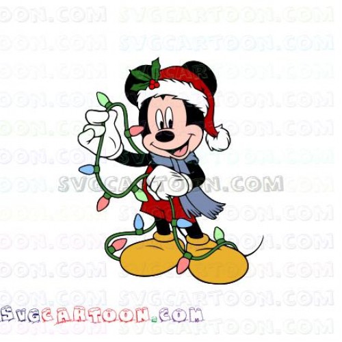 Download Mickey Mouse christmas with light and hat svg dxf eps pdf png