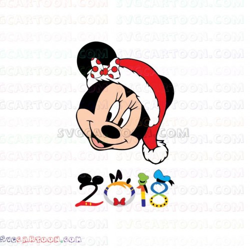 Download Minnie Face Christmas Santa Claus Hat 2018 Mickey Mouse Svg Dxf Eps Pdf Png
