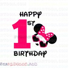 Minnie Mouse Happy 1st Birthday girl svg dxf eps pdf png