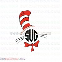 Monogram Cravat Dr Seuss The Cat in the Hat svg dxf eps pdf png