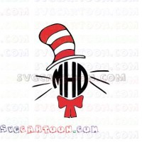 Monogram Hat Cravat Dr Seuss The Cat in the Hat 2 svg dxf eps pdf png