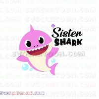 Sister Baby Shark With Bubbles Shark Family 2 Svg Dxf Eps Pdf Png