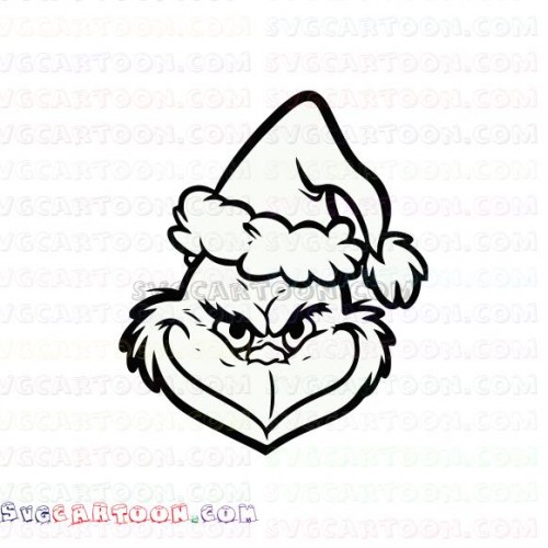 The Grinch Face Christmas Outline Svg Dxf Eps Pdf Png