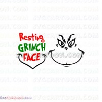 The Grinch Resting Face Christmas Santa Hat Dr Seuss The Cat in the Hat svg dxf eps pdf png