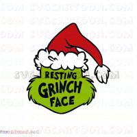 The Grinch SVG Files Resting Grinch Face Design Christmas Santa Hat svg dxf eps pdf png